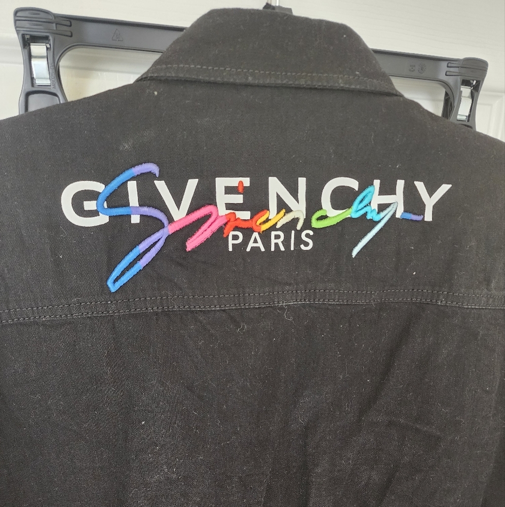 Givenchy Logo Embroidered Denim Black Shirt - Picture 8 of 13